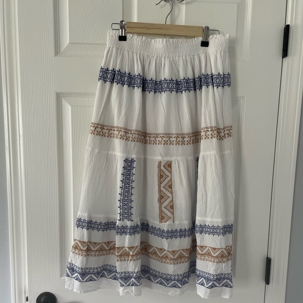 Embroidered Polagram midi skirt